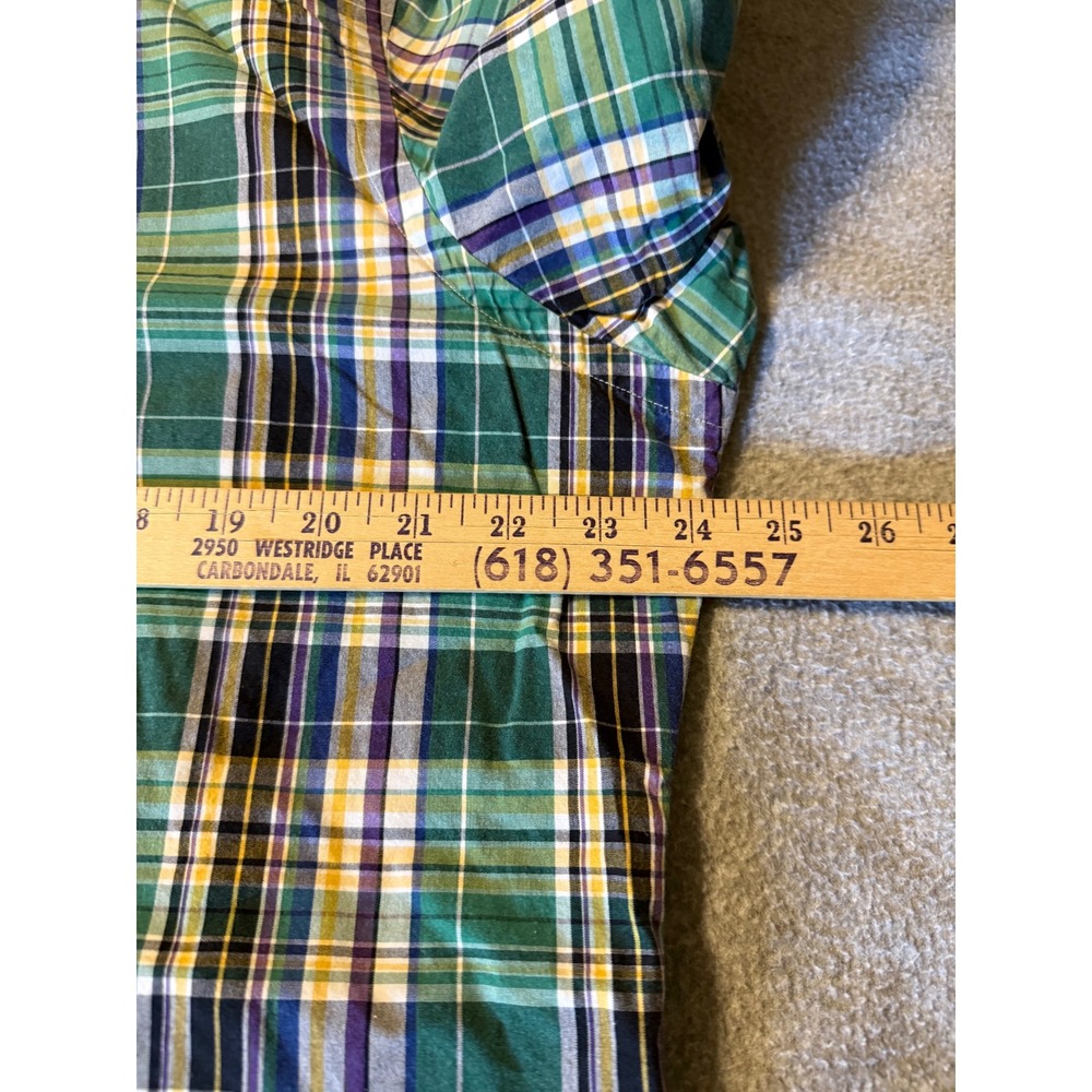 VTG Ralph Lauren Men L Classic Fit Plaid Button Down Shirt Green Preppy Pony 90s - Picture 6 of 8